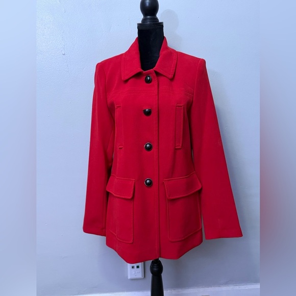 Worthington Jackets & Blazers - Worthington Red Pea Coat with Black Buttons